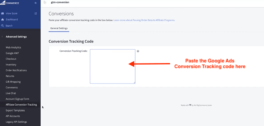 bigcommerce google ads tracking