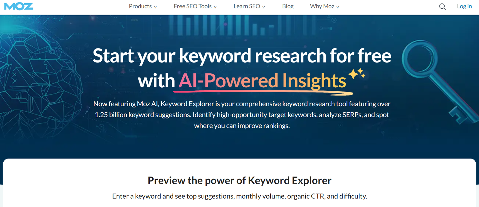 Moz keyword explorer