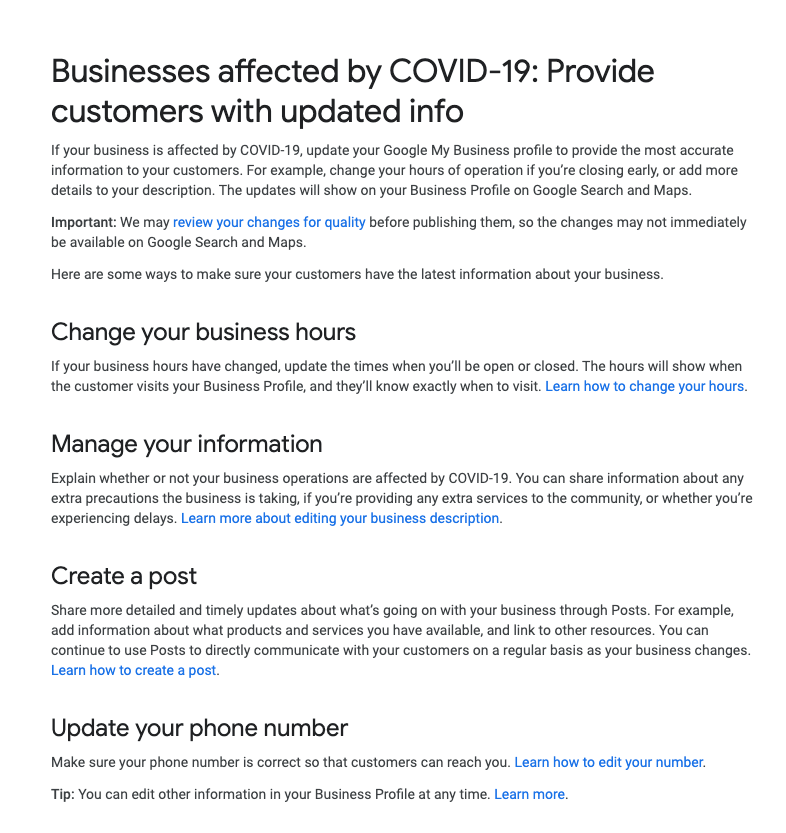 google coronavirus guidelines